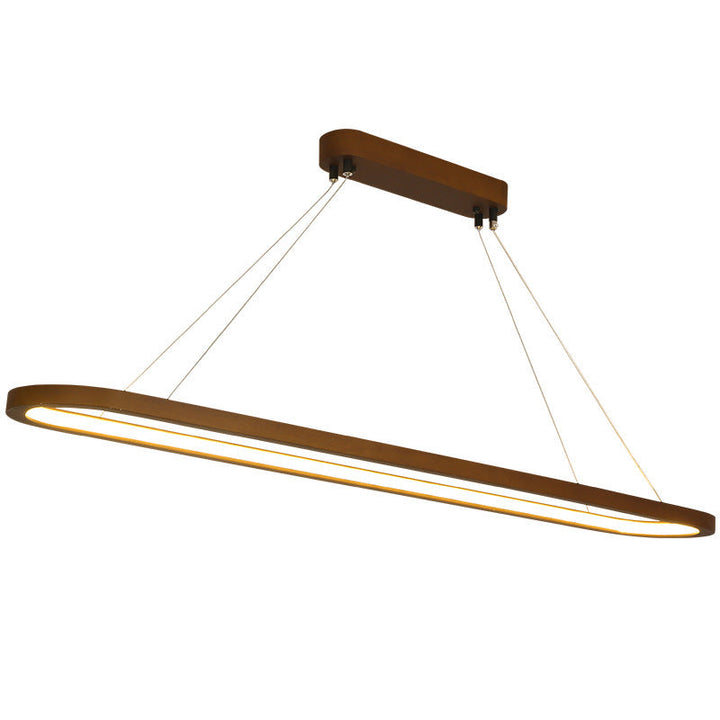 Modern Chinese Solid Wood Round Ring Frame Island Light LED Chandelier
