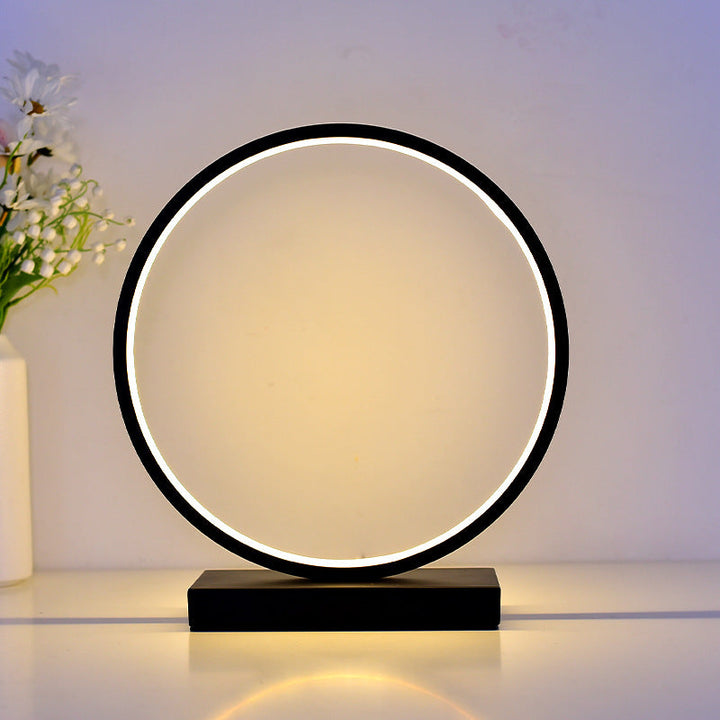 Contemporary Nordic Iron Acrylic Circle Deer USB Plug-in LED Night Light Table Lamp For Bedroom