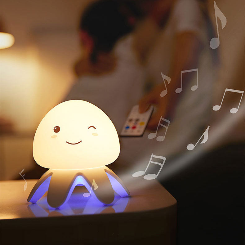Contemporary Creative Silicone Jellyfish Music USB Rechargeable Remote Control LED Night Light Table Lamp