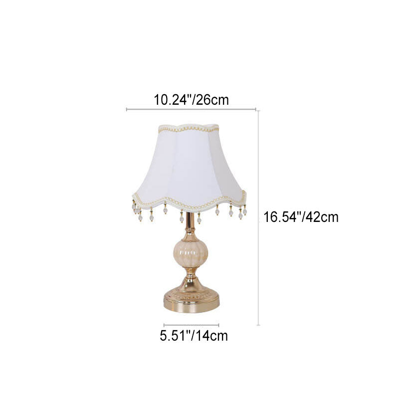 European Vintage Floral Table Lamp in Fabric, Glass &amp; Hardware — Bedroom Lighting | Havora