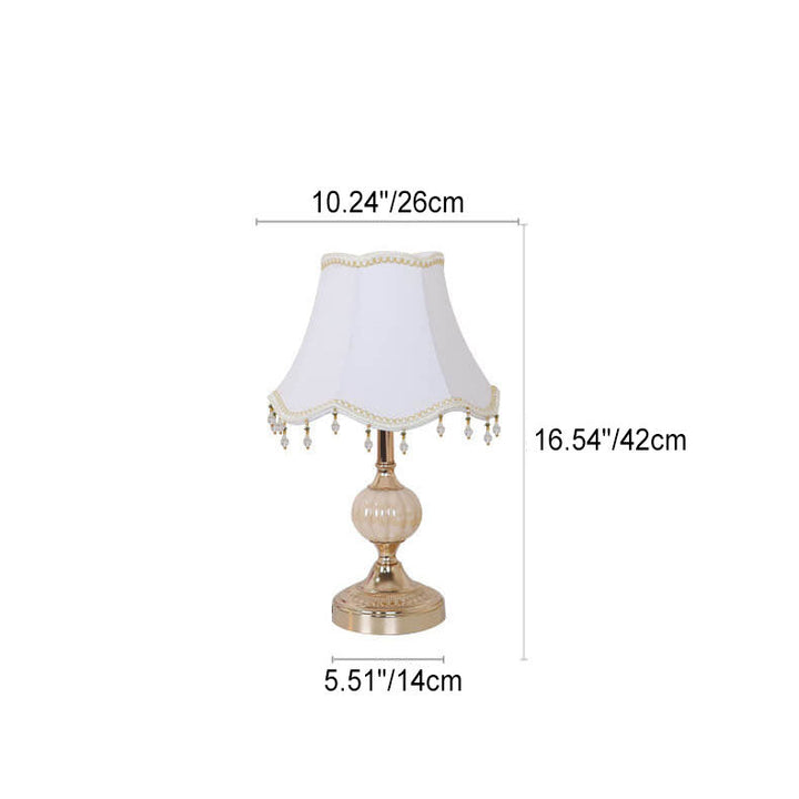 European Vintage Floral Table Lamp in Fabric, Glass &amp; Hardware — Bedroom Lighting | Havora