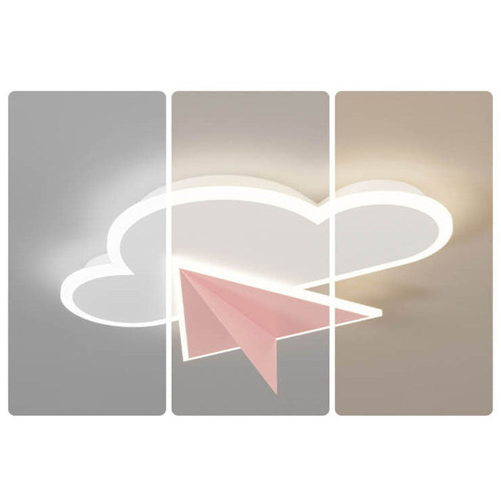 Creative Cartoon Clouds Airplane LED Kids Flush Mount Ceiling Light