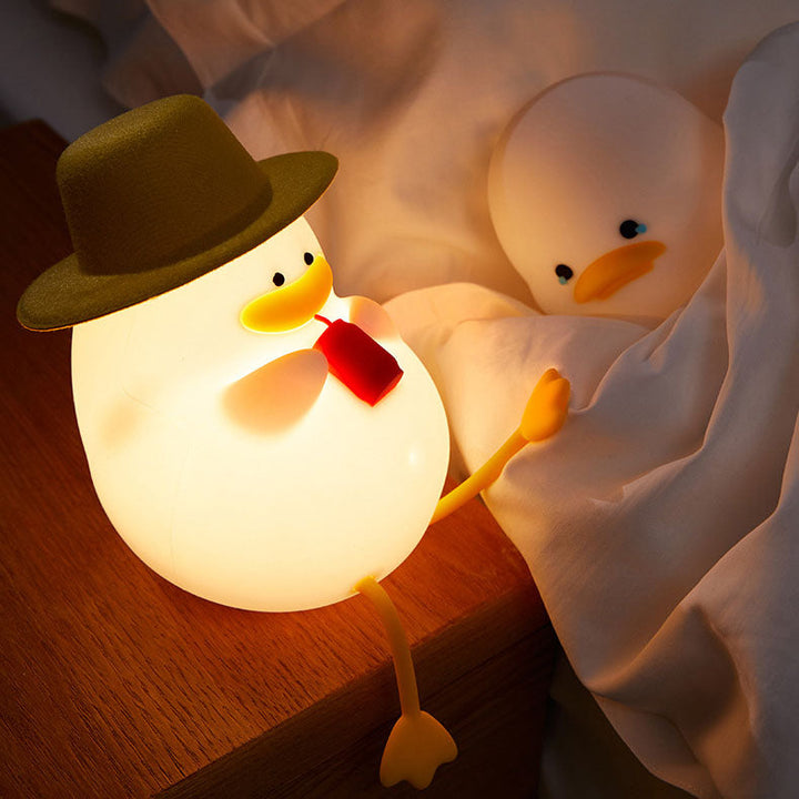 Contemporary Creative Kids Cartoon Silicone Duck Pat LED Night Light Table Lamp For Bedroom