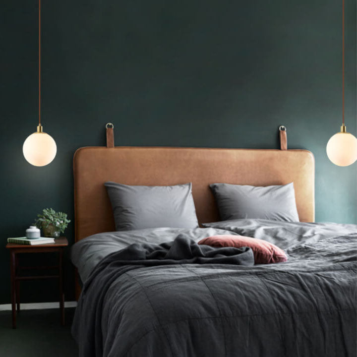 Contemporary Nordic Minimalist White Orb 1-Light Pendant Light For Bedroom