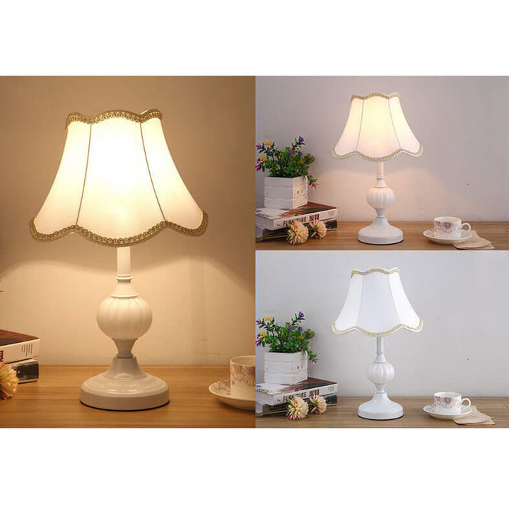 Nordic Vintage Floral Table Lamp in Glass, Iron &amp; Fabric — Bedroom Lighting | Havora