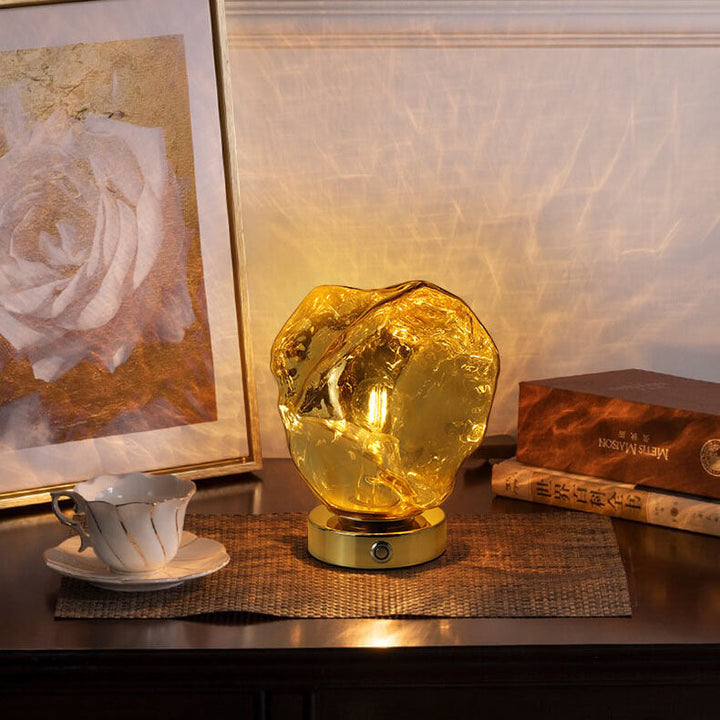 Contemporary Creative Lava Stone Glass Iron 1-Light Table Lamp For Bedroom