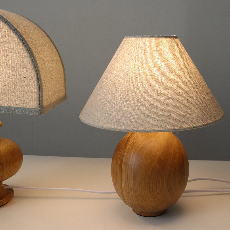 Japanese Wabi-Sabi Table Lamp in Ash Wood &amp; Fabric — Living Room Lighting | Havora