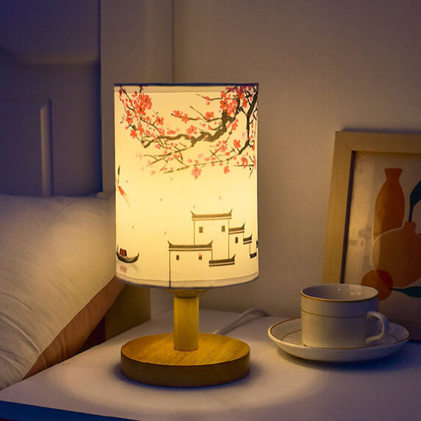 Fabric &amp; Wood Table Lamp, Modern Minimalist Landscape Design for Bedside | Havora Lighting