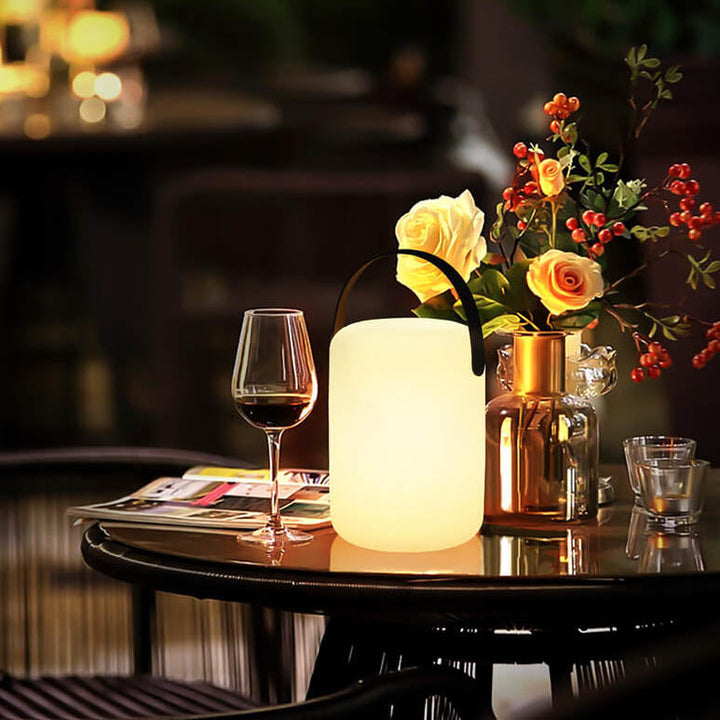 Modern Simplicity PE Plastic Round Square Hand LED Table Lamp For Outdoor Patio