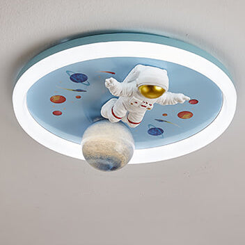 Cartoon Creative Space Astronaut Resin LED Flush Mount Ceiling Light