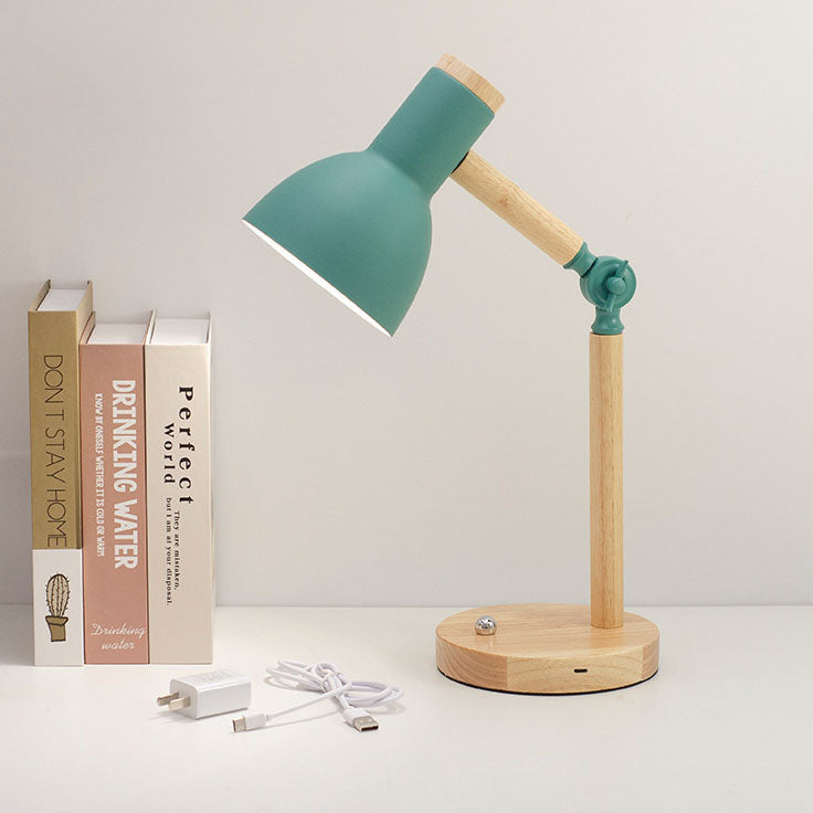 Modern Minimalist Solid Color Rotatable Wood Iron 1-Light Table Lamp