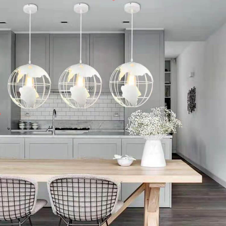 Contemporary Creative Round Earth Shaped Iron 1-Light Pendant Light For Living Room