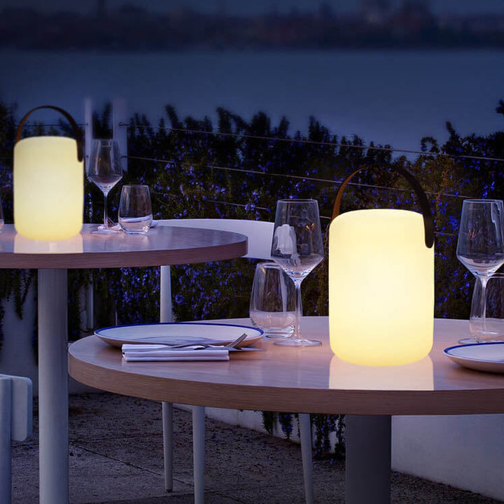 Modern Simplicity PE Plastic Round Square Hand LED Table Lamp For Outdoor Patio
