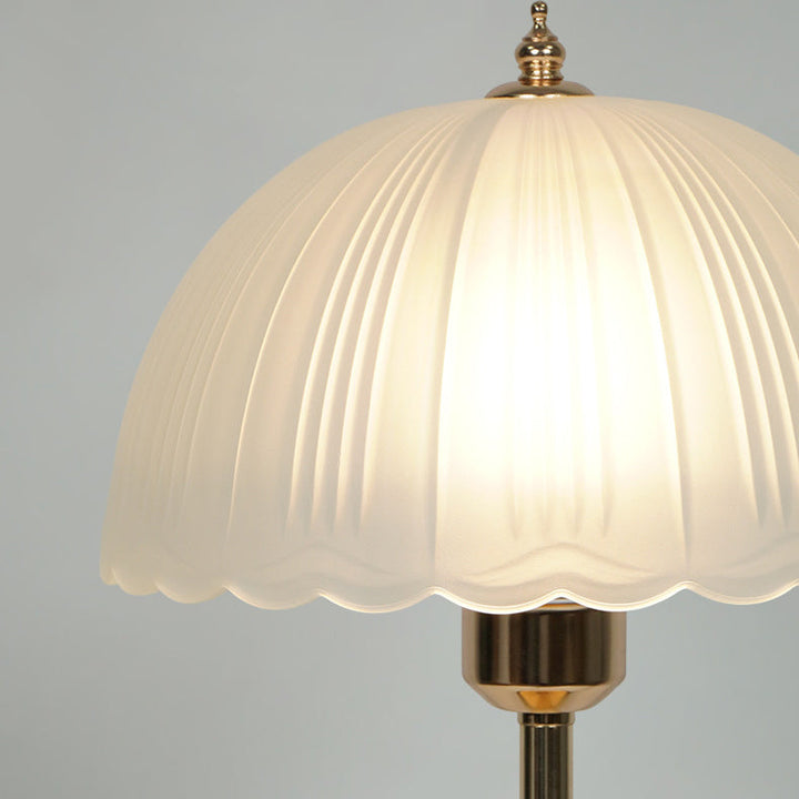 Contemporary Nordic Iron Glass Dome Petal 1-Light Table Lamp For Bedside