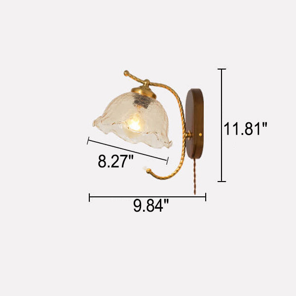 French Vintage Cream Glass Petal 1-Light Wall Sconce Lamp