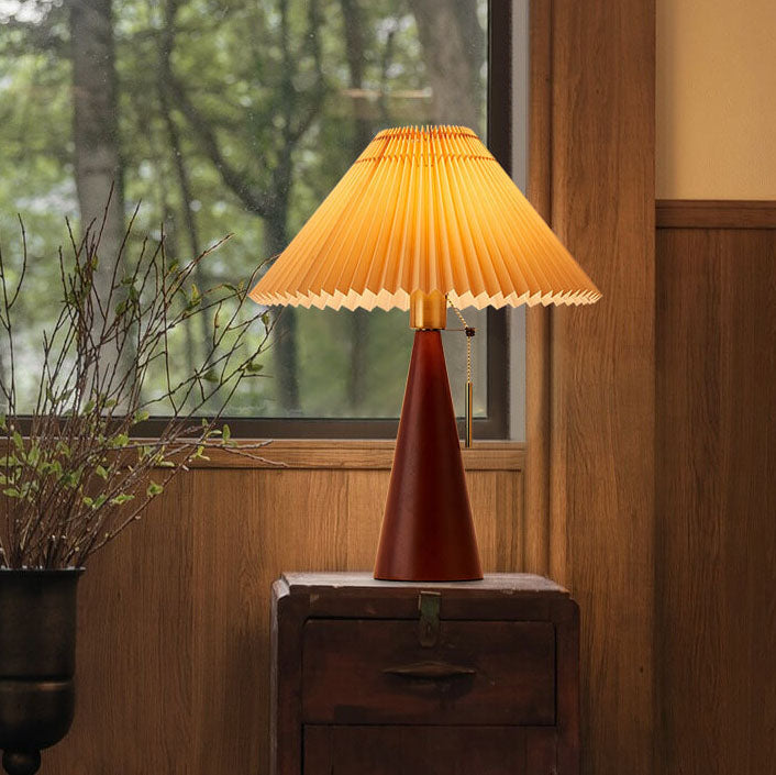 Wood &amp; Fabric Table Lamp, Japanese Vintage Design for Bedroom | Havora Lighting