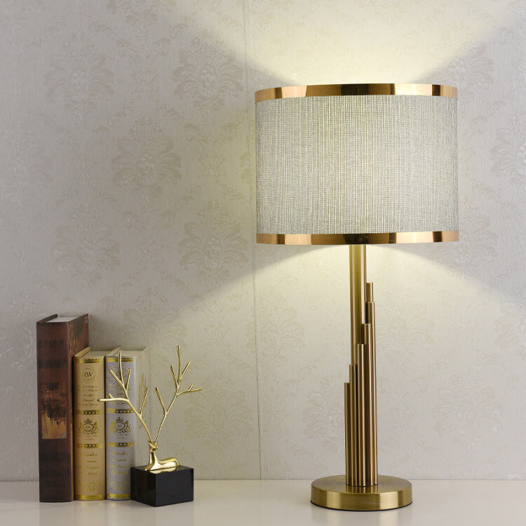 Modern Fabric Light Luxury Simple Cylindrical Design 1-Light Table Lamp