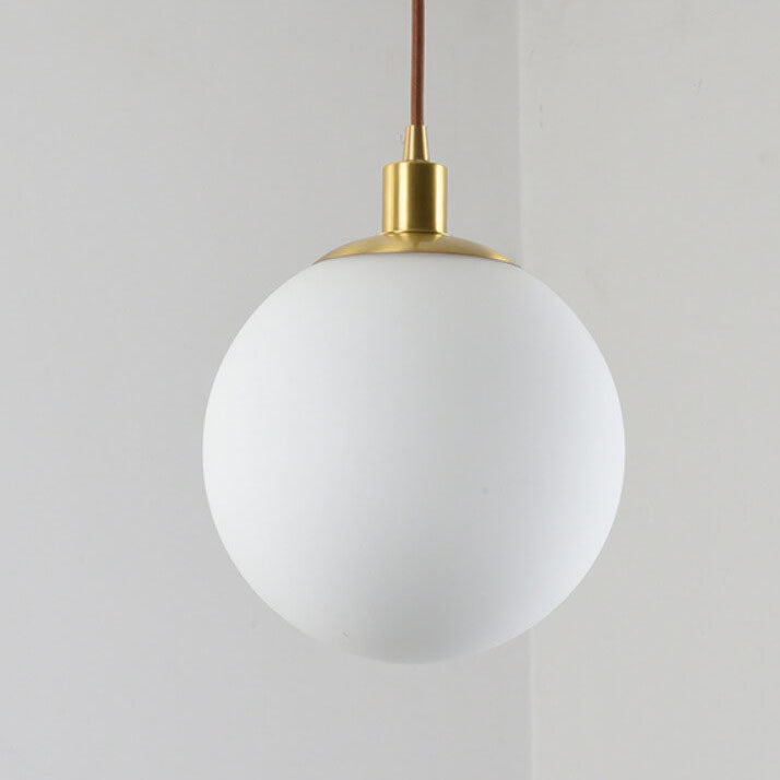 Contemporary Nordic Minimalist White Orb 1-Light Pendant Light For Bedroom