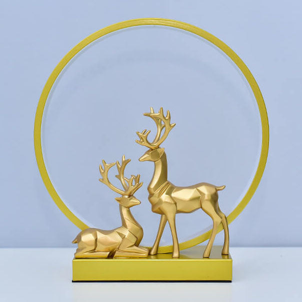 Contemporary Nordic Iron Acrylic Circle Deer USB Plug-in LED Night Light Table Lamp For Bedroom
