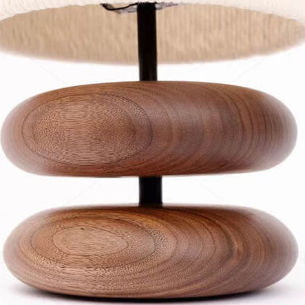 Japanese Minimalist Walnut Fabric Lampshade Cylinder 1-Light Table Lamp
