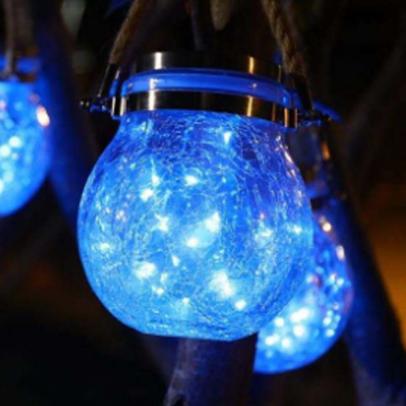 Cracked Glass Jar Waterproof Solar Copper Wire LED Outdoor Garden Landscape Light