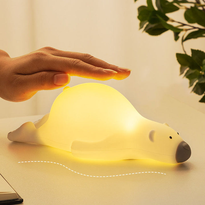 Contemporary Creative Kids Cartoon Lazy Bear Silicone LED Night Light Table Lamp For Bedroom