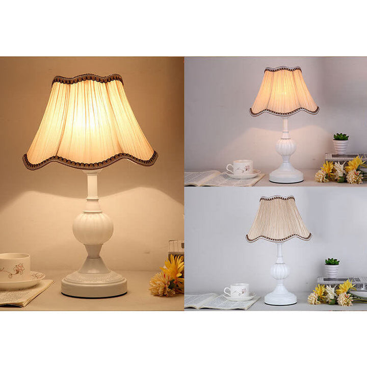 Nordic Vintage Floral Table Lamp in Glass, Iron &amp; Fabric — Bedroom Lighting | Havora
