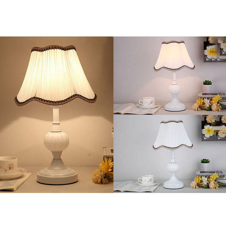 Nordic Vintage Floral Table Lamp in Glass, Iron &amp; Fabric — Bedroom Lighting | Havora