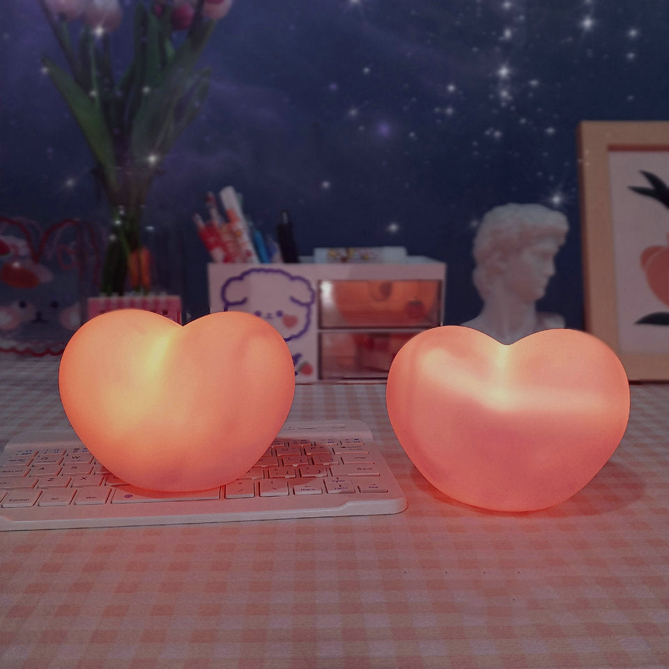 Contemporary Creative Rubber Coating Heart LED Night Light Table Lamp For Bedroom
