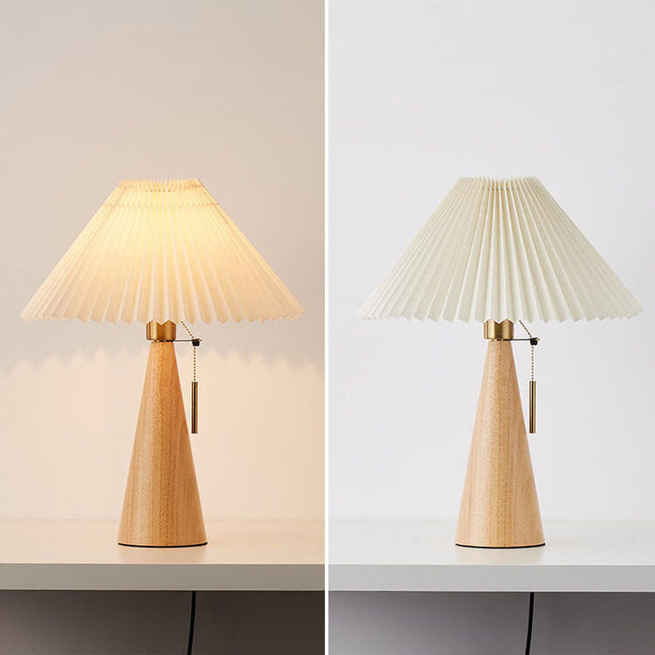 Wood &amp; Fabric Table Lamp, Japanese Vintage Design for Bedroom | Havora Lighting