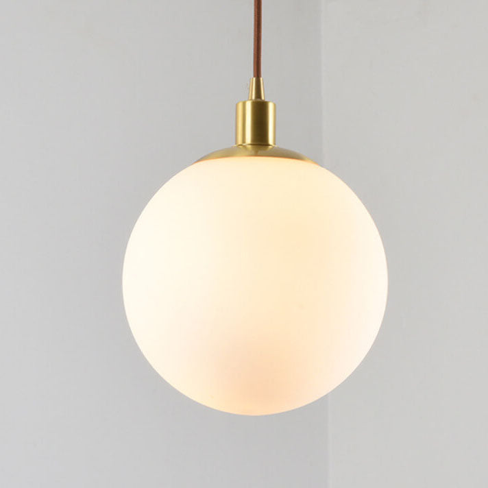 Contemporary Nordic Minimalist White Orb 1-Light Pendant Light For Bedroom
