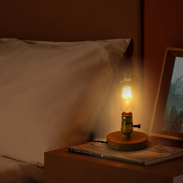 Traditional Vintage Wood &amp; Glass Table Lamp for Bedroom | Havora Designer Lighting