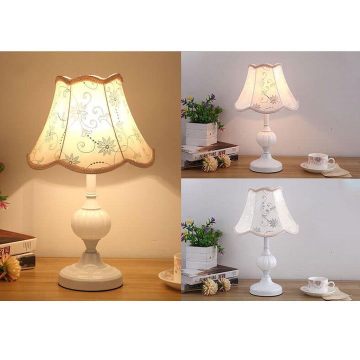 Nordic Vintage Floral Table Lamp in Glass, Iron &amp; Fabric — Bedroom Lighting | Havora