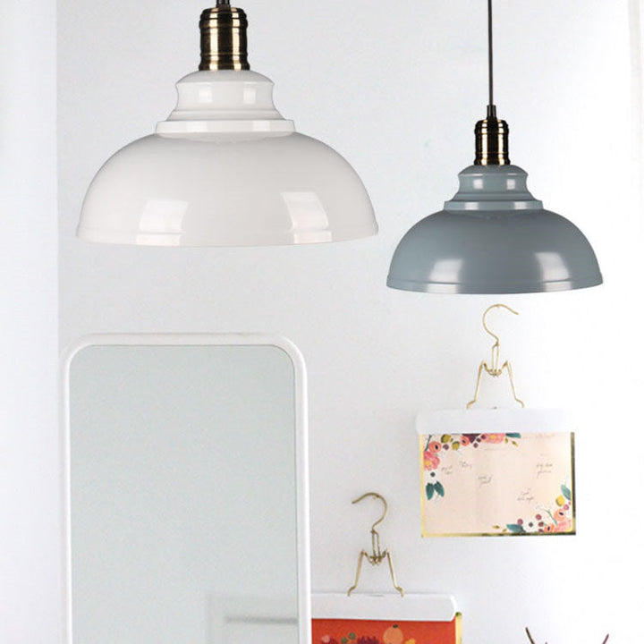 Contemporary Industrial Dome Round Pot Lid Iron 1-Light Pendant Light for Living Room