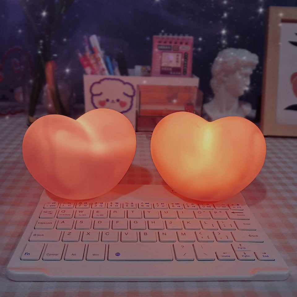 Contemporary Creative Rubber Coating Heart LED Night Light Table Lamp For Bedroom