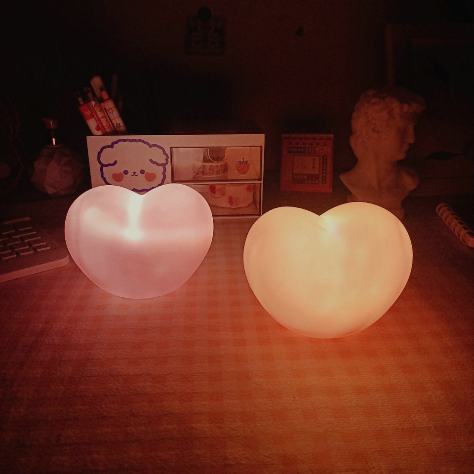 Contemporary Creative Rubber Coating Heart LED Night Light Table Lamp For Bedroom