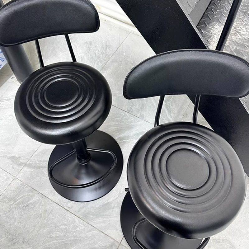 Modern Minimalist Round Upholstered Curved Backrest PU Leather Metal Steel Bar Stool For Dining Room