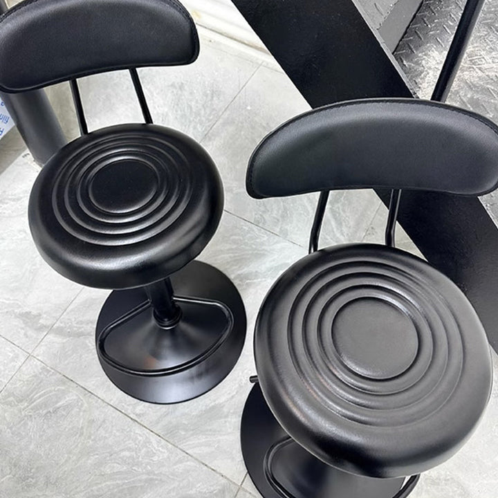 Modern Minimalist Round Upholstered Curved Backrest PU Leather Metal Steel Bar Stool For Dining Room