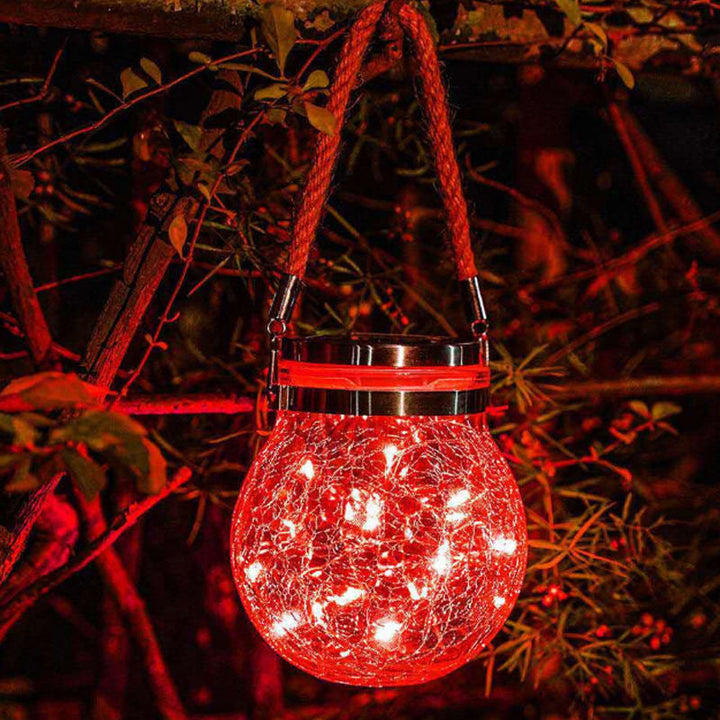 Cracked Glass Jar Waterproof Solar Copper Wire LED Outdoor Garden Landscape Light