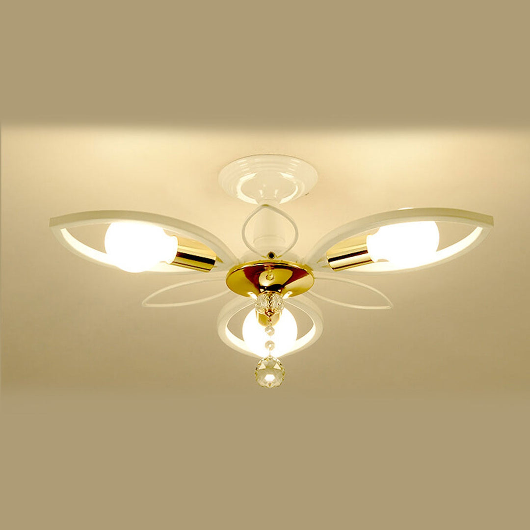Nordic Light Luxury Wrought Iron Crystal 6/8-Light Flush Mount Ceiling Light