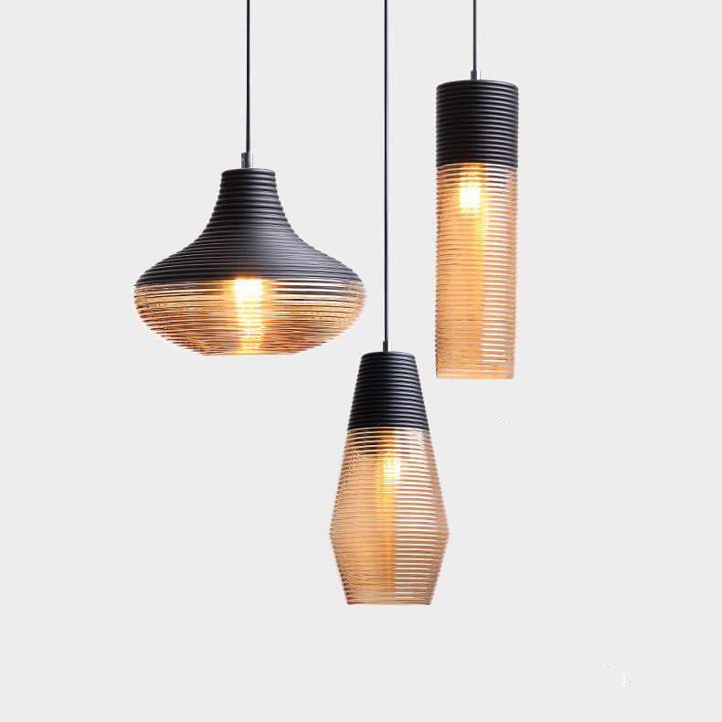 Modern Ribbed Glass 1 -Light Pendant Light