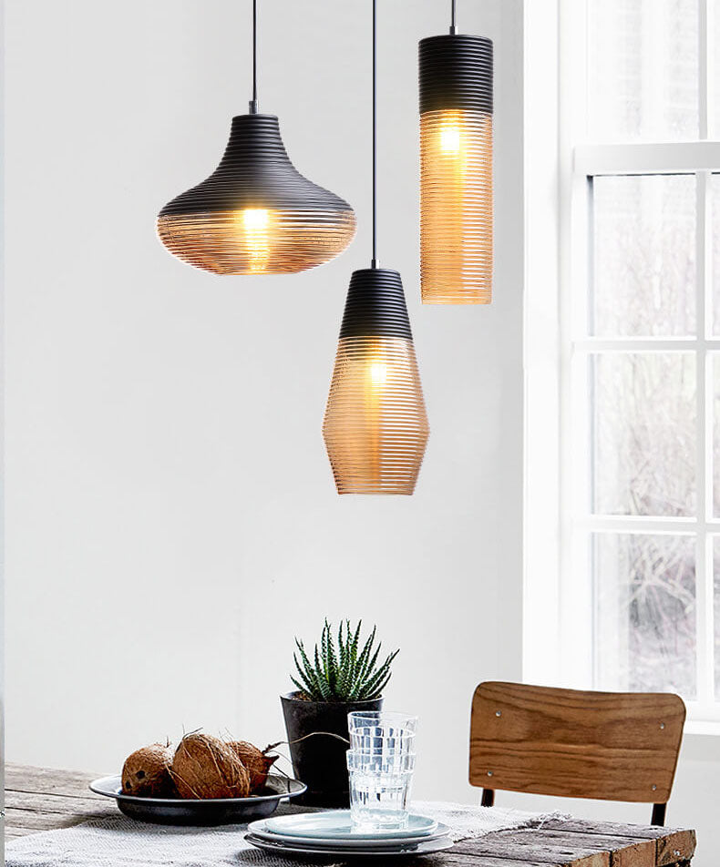 Modern Ribbed Glass 1 -Light Pendant Light