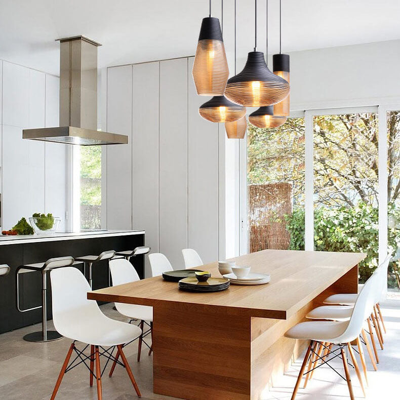 Modern Ribbed Glass 1 -Light Pendant Light