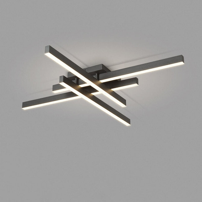 Industrial Aluminum Creative Geometric Line LED Flush Mount Light