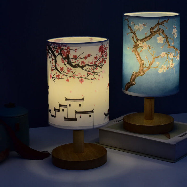 Fabric &amp; Wood Table Lamp, Modern Minimalist Landscape Design for Bedside | Havora Lighting