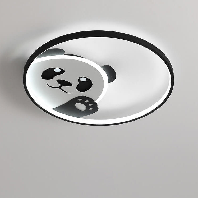 Cartoon Cute Panda Round LED Flush Mount Ceiling Light