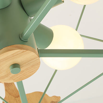 Scandinavian Modern Childlike Giraffe Diamond Pentagram Windmill Iron Wood Glass 4/5 Light Semi-Flush Mount Ceiling Light