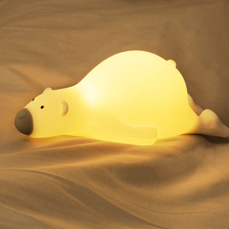 Contemporary Creative Kids Cartoon Lazy Bear Silicone LED Night Light Table Lamp For Bedroom