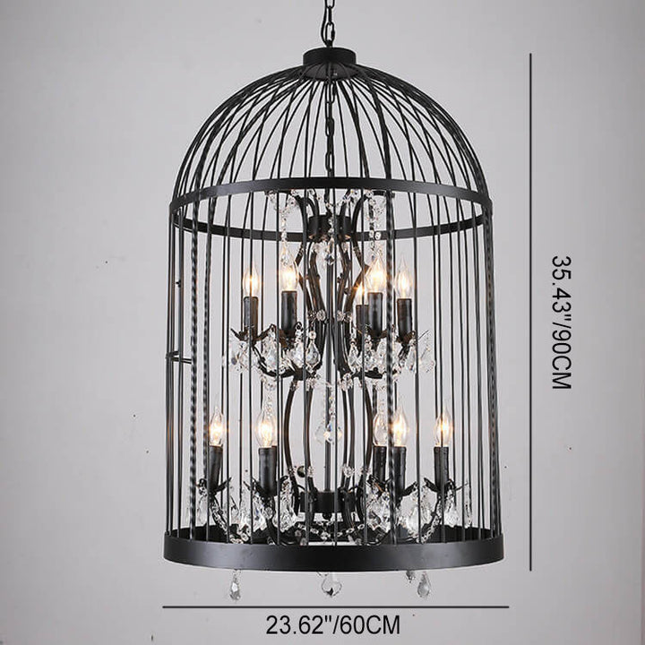 Retro Wrought Iron 4/8 Light Bird Cage Shaped Chandeliers