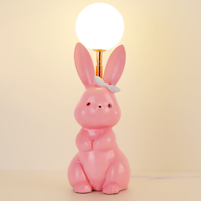 Modern Art Deco Rabbit Feather Orb Metal Goose Feather Glass 1-Light Table Lamp For Bedroom